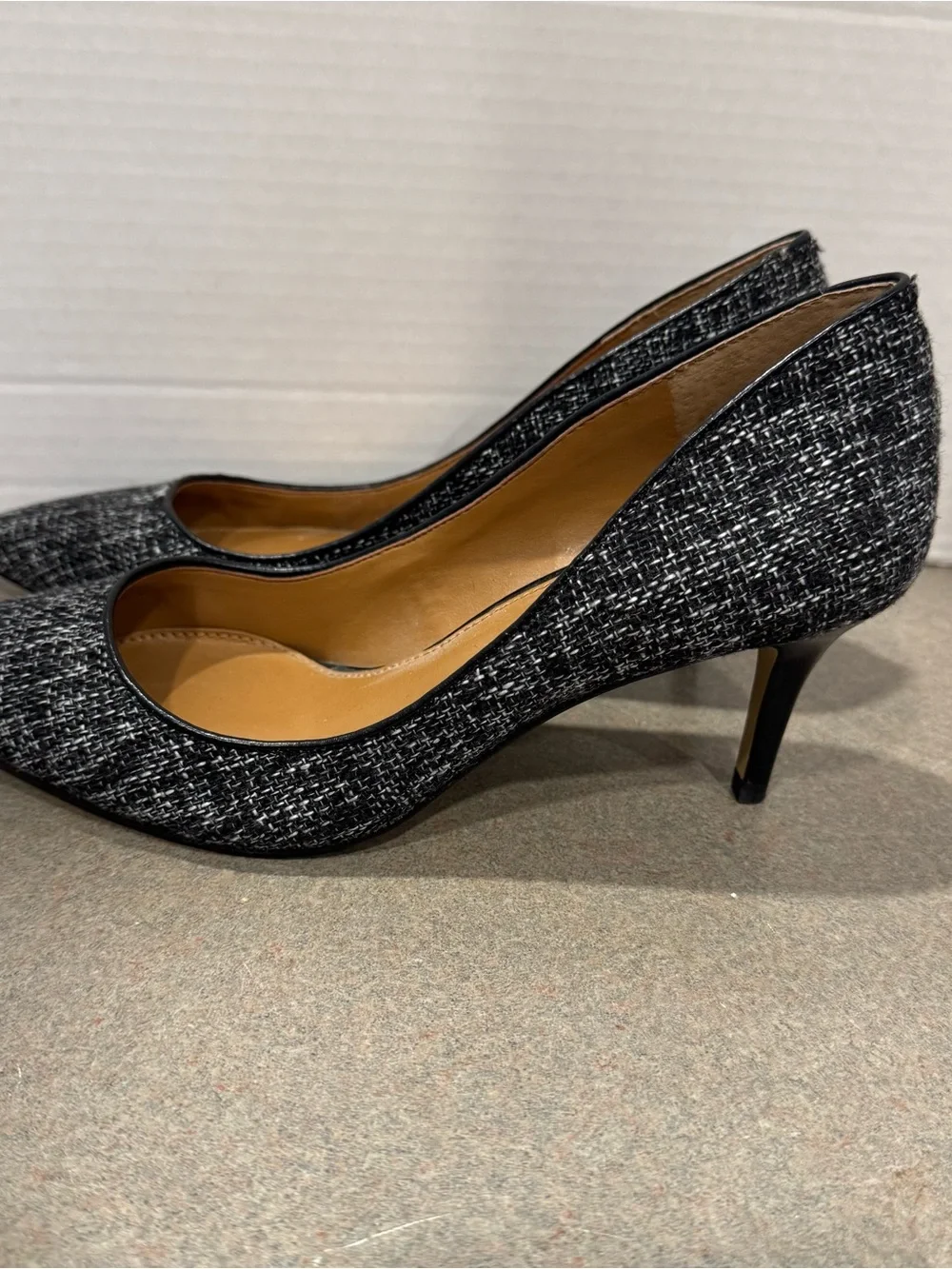 Banana Republic Black & White Tweed Woven Pointed-Toe Pumps